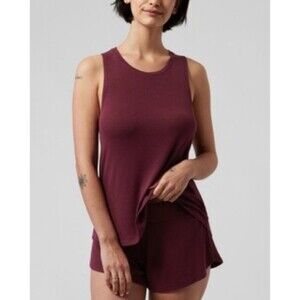 Athleta Well Rested Rib Sleep Tank Maroon Sz Small Womens Pajama Top Sleep NWT
